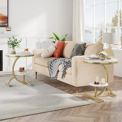 Gueridon à 2 niveaux en marbre