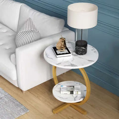 Gueridon en marbre Rond 2 niveaux