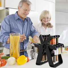 Etagère à Epices en Forme de Grande Roue + 18 pots en verre