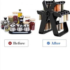 Etagère à Epices en Forme de Grande Roue + 18 pots en verre