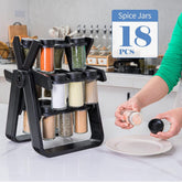 Etagère à Epices en Forme de Grande Roue + 18 pots en verre