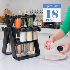 Etagère à Epices en Forme de Grande Roue + 18 pots en verre