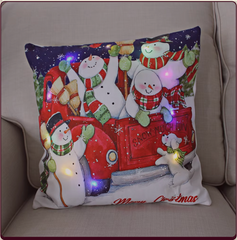 Housse de coussin de Noël avec lumière LED