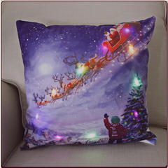 Housse de coussin de Noël avec lumière LED