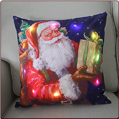 Housse de coussin de Noël avec lumière LED