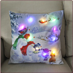 Housse de coussin de Noël avec lumière LED