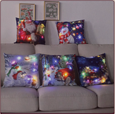 Housse de coussin de Noël avec lumière LED