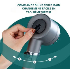 Pommeau de Douche Pressurisé 4 en 1 Réglable Haute Pression et Massage 🚿 - Discoveri