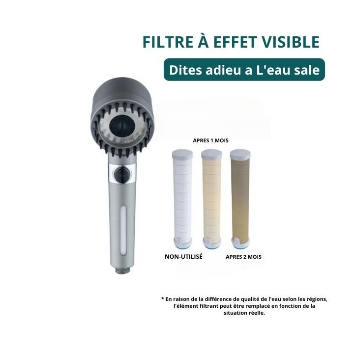 Pommeau de Douche Pressurisé 4 en 1 Réglable Haute Pression et Massage - Discoveri